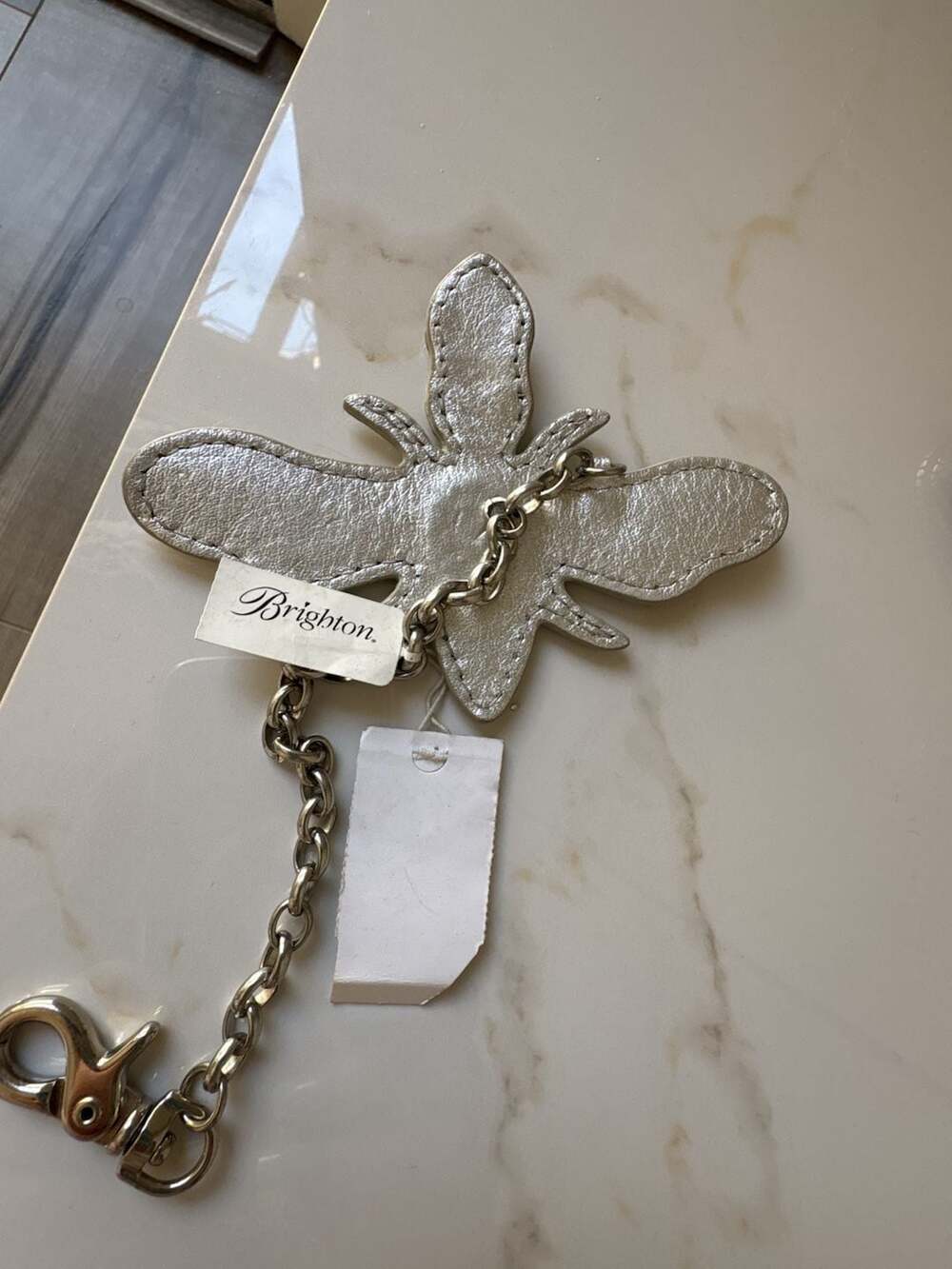 Brighton Silver Glitter Bee Keychain Purse Charm - Picture 9 of 10